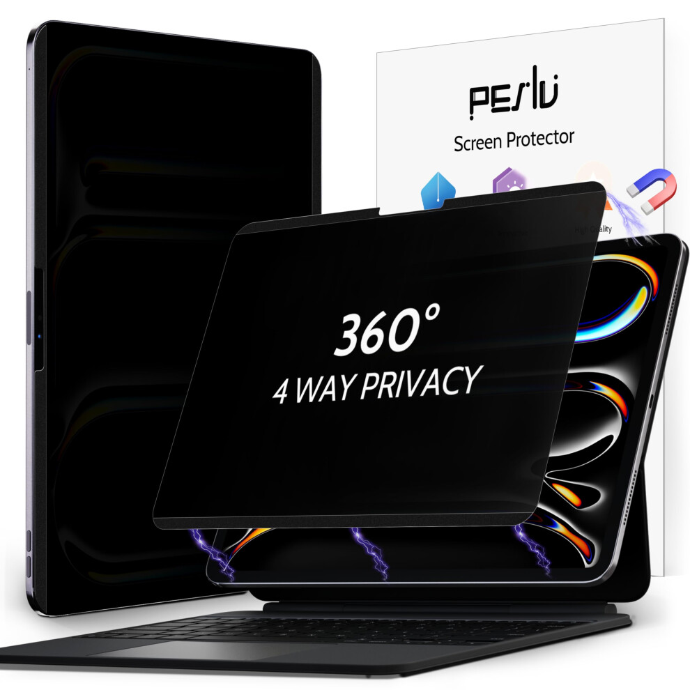 Peslv 4-Way Magnetic Privacy Screen For Ipad Pro 11 Inch 5Th (2024 M4) 360 Removable Anti Glare Spy Private Filter High Sensitive Bubble Blue/Light 717020051539