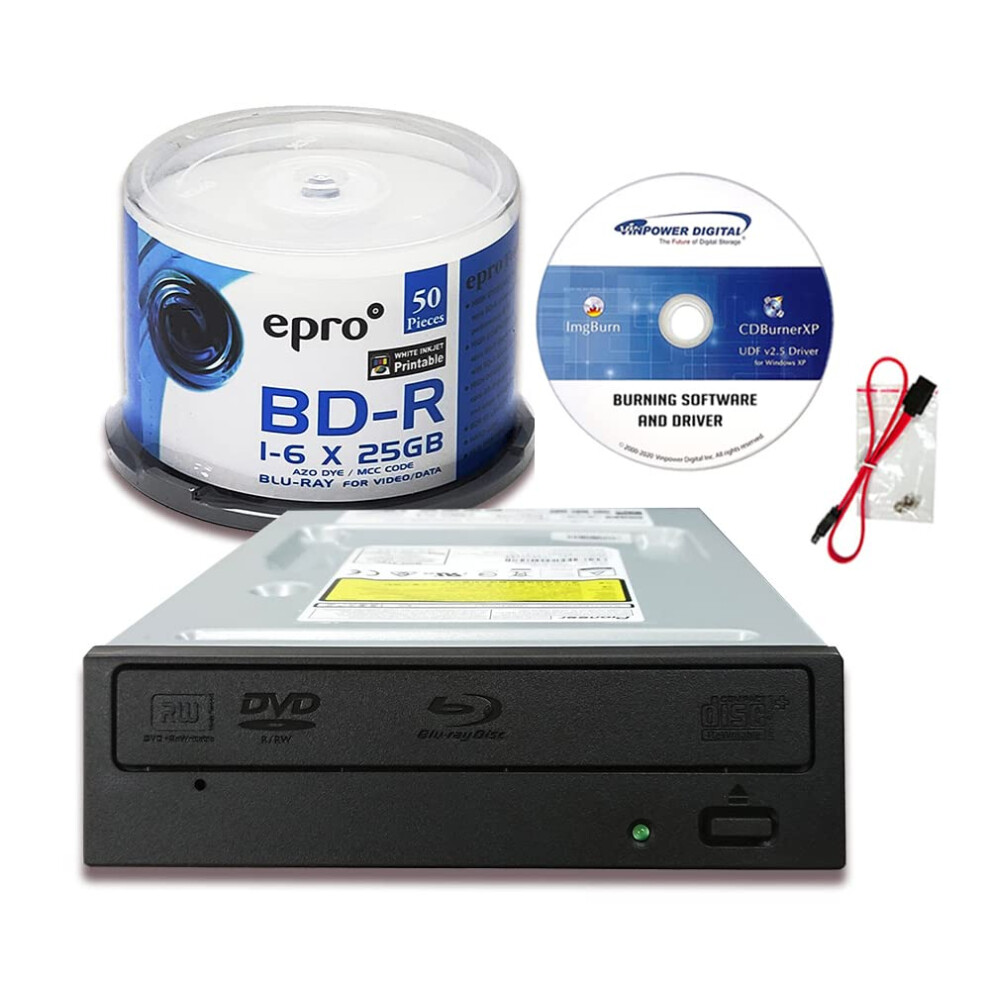 Digital PIONEER BDR212V 16X Bluray DVD CD Internal Burner Drive Bundle with 6X 25GB AZO LTH BDR 50 Discs  Software  cable