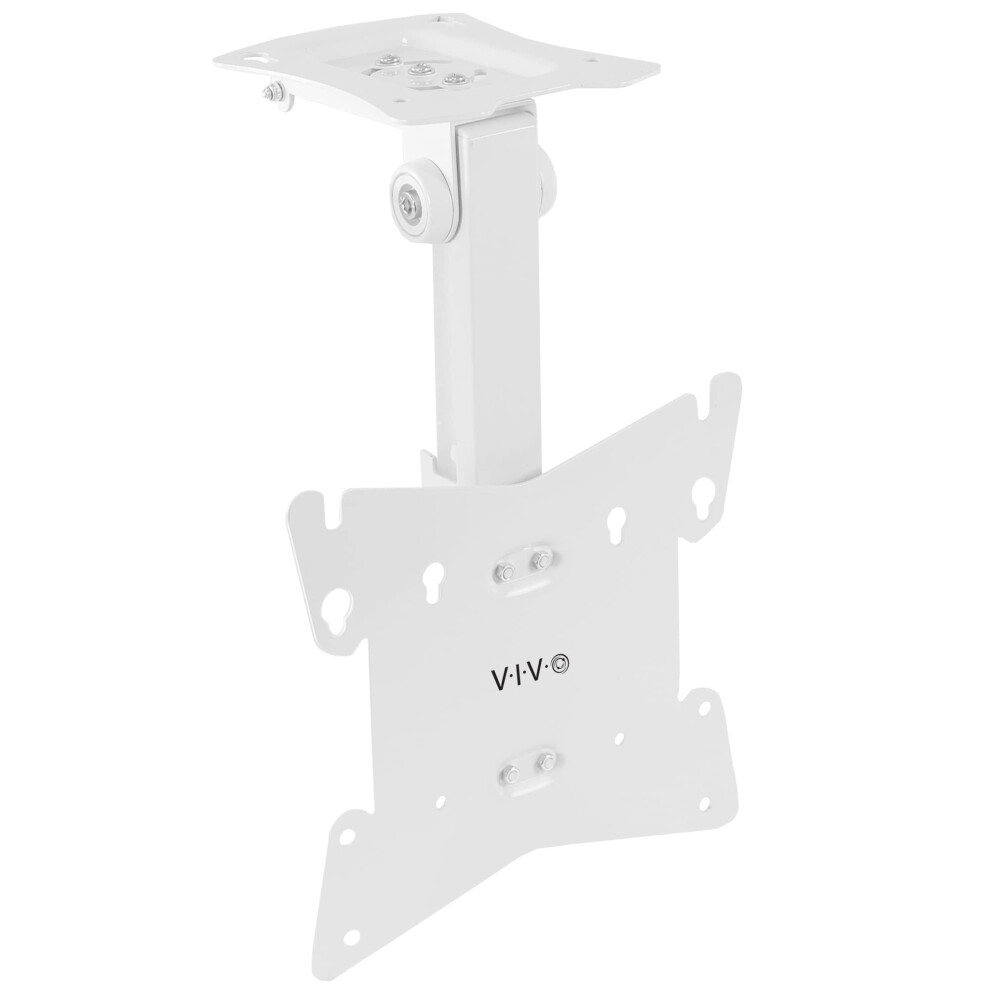 VIVO Manual Flip Down 20 to 37 inch TV Mount  Folding Pitched Roof Ceiling Mounting for Flat TVs and Monitors  White  MOUNTMF