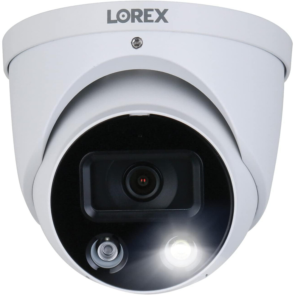 Lorex 4K Ultra HD PoE Outdoor Metal Dome AddOn Security Camera  8MP  28mm Fixed Lens  Smart Deterrence  Smart Motion Detectio