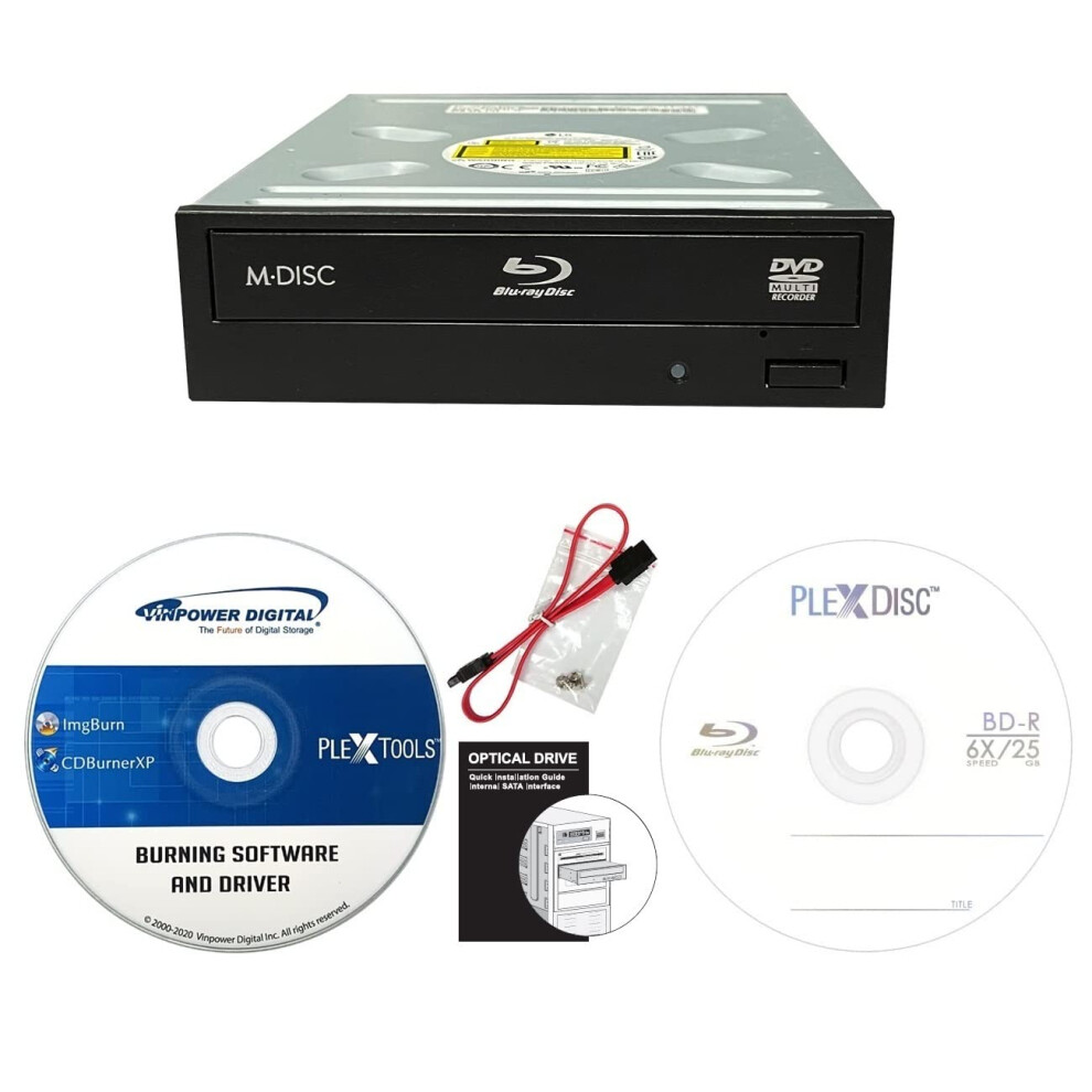 Digital LG HLDS WH16NS58DUP 16X Bluray BDXL DVD CD Internal Burner Drive Bundle with Free 25GB BDR  SATA Cable  Mounting Scr