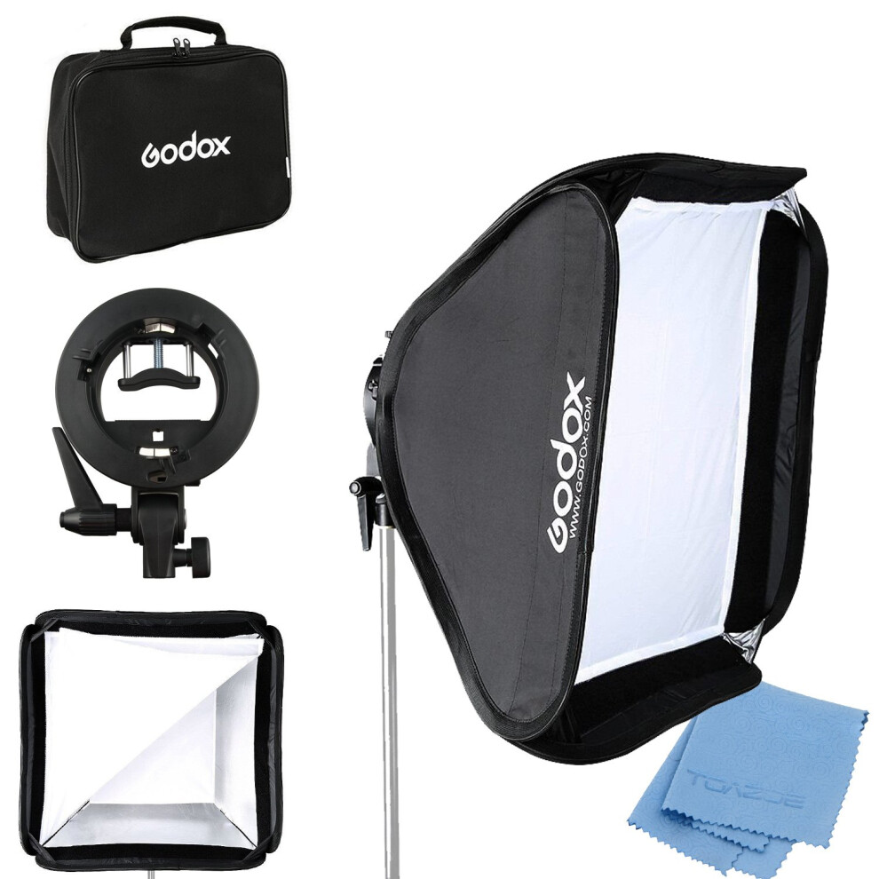 Godox 24x 24 60cmx60cm Foldable Universal Softbox with S Style Speedlite Bracket for Flash Bowens Elinchrom Mount Accessorie