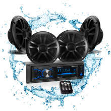 BOSS Audio Systems MCBK634B64 Weatherproof Marine Receiver Speaker Package MR634UAB Receiver USB AMFM Radio No CD Player