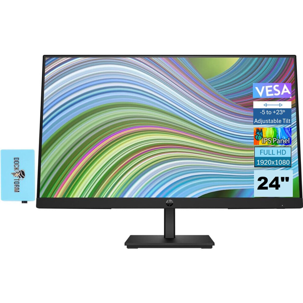 HP P24 G5 Monitor 64X66AAABA Bundle with Docztorm Dock  24 FHD IPS 1920x1080 75Hz Display  DisplayPort  HDMI 14  VGA  VESA