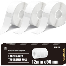Ruban de remplacement D30 pour Phomemo Print Master D35 Q30 D30 pour Vretti HP3 HP4 MARKLIFE P11 P12 P15 (Blanc, 12mm*40mm 3 Rolls)