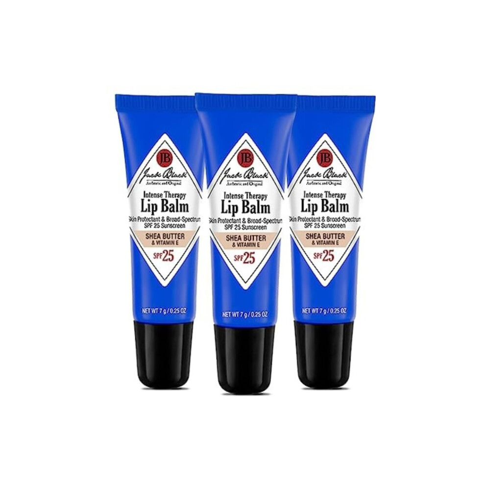 Jack Black Intense Therapy Lip Balm  025Oz  Pack of 3  Shea Butter  Vitamin E  SPF 25 Sun Protection  Lip Moisturizer  Hydr