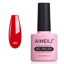 AIMEILI U V LED Esmalte de Uñas Rojo - Rojo Caja Pilar (064) 10ml