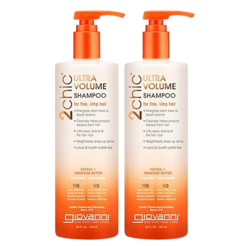 GIOVANNI 2chic UltraVolume Shampoo  Daily Volumizing Formula with Papaya  Tangerine Butter  Promotes Weightless Control for F