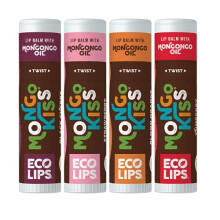Eco Lips Mongo Kiss Baume à Lèvres Bio 4 Pack Orange Sanguine, Yumberry, Lavande Fraise, Cerise Noire