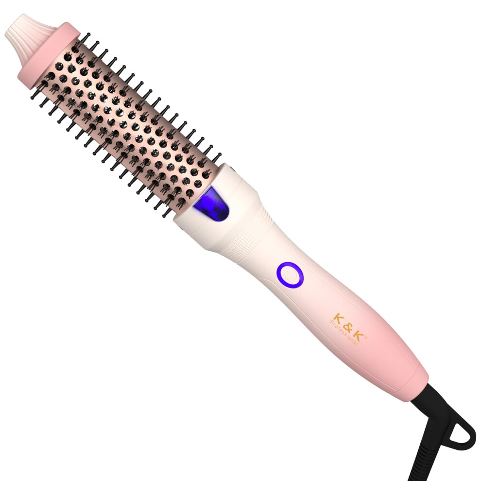 K&K 1.25 Inch Heated Curling Brush With Ceramic Tourmaline Ionic Technology - Volumizing Hot Brush For Root Volume & Loose Curls