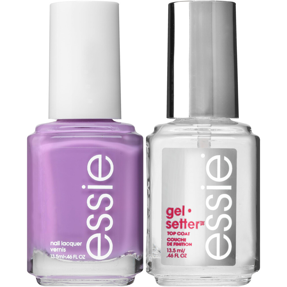 essie Gel Setter Nail Polish Kit  Bright Purple Nail Polish  Top Coat  Play Date  046 oz each