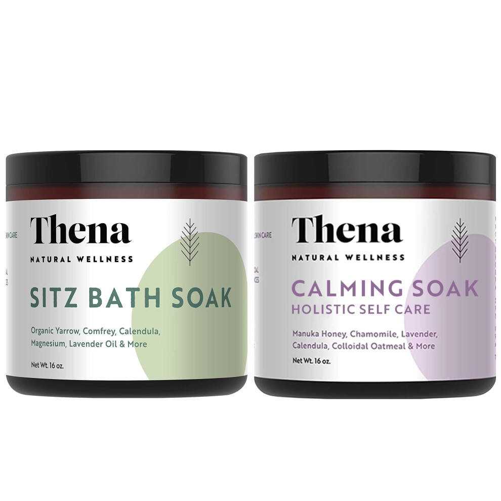 Thena Organic Sitz Bath Soak  Calming Soak Bundle  100 Natural  Gentle with Colloidal Oatmeal Manuka Honey Soothe Dry Skin N