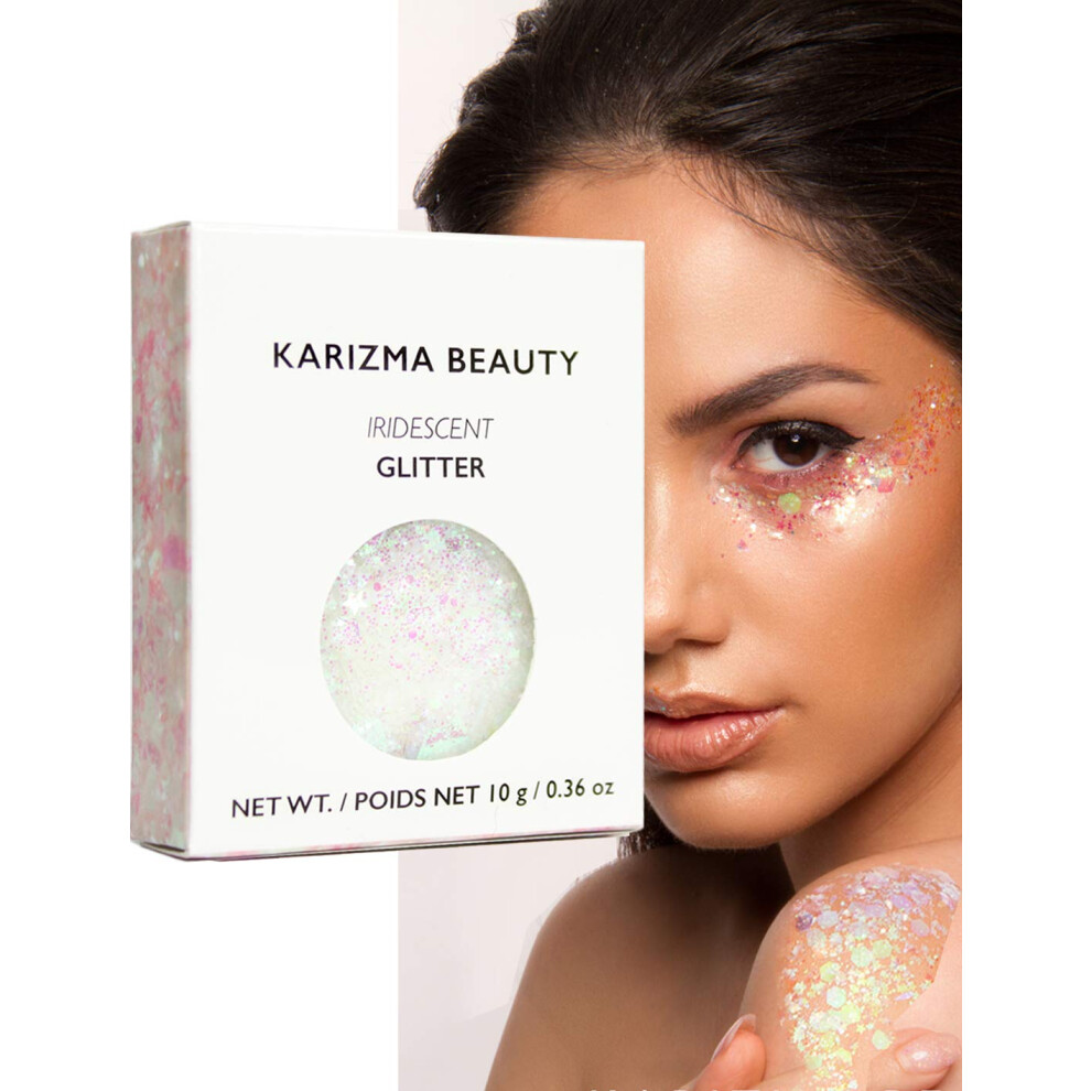 Karizma Iridescent Glitter 10G Chunky Face Glitter Hair Glitter Eye Glitter And Body Glitter For Women Rave Glitter Festiva