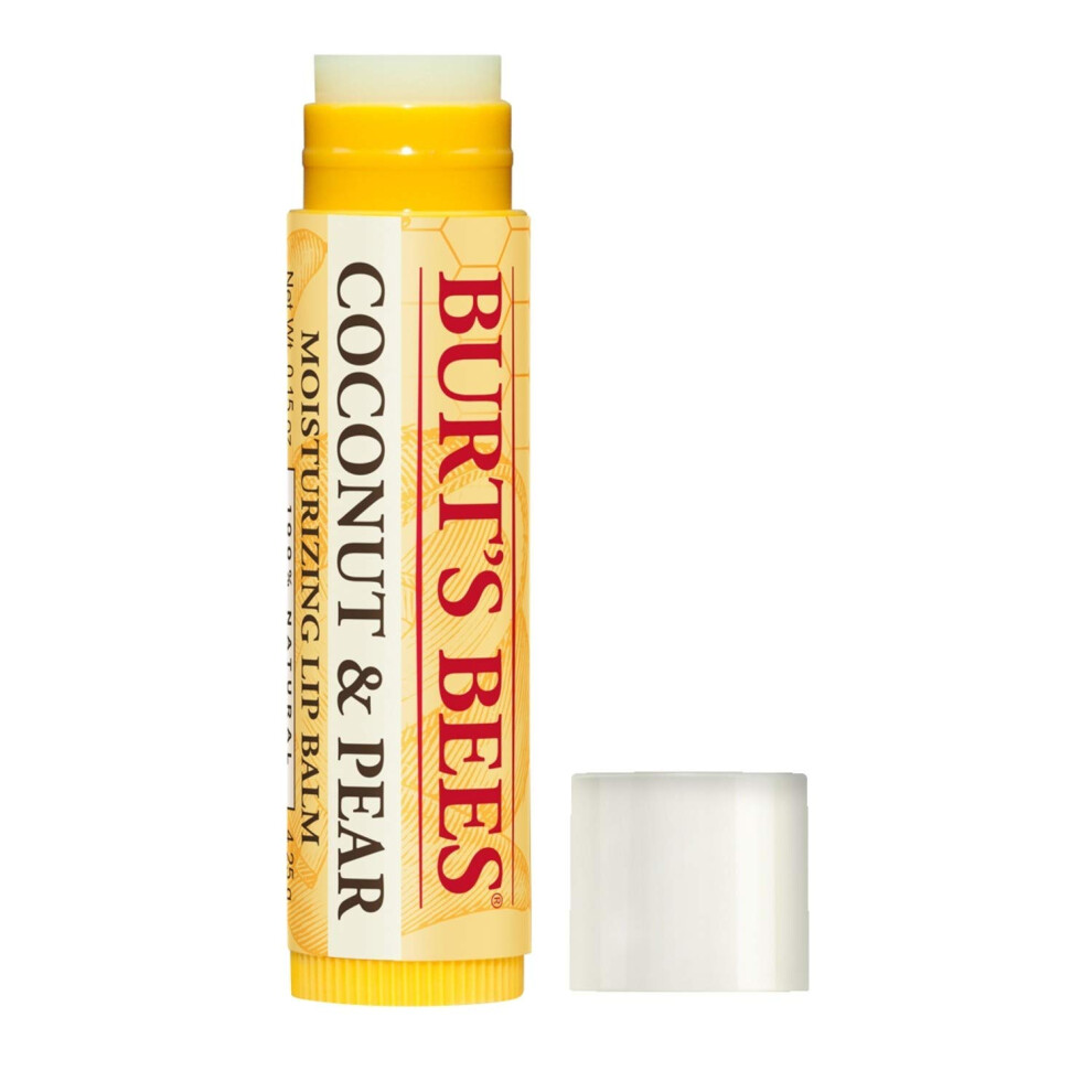 Burts Bees 100 Natural Moisturizing Lip Balm  Coconut  Pear with Beeswax  Fruit Extracts  4 Tubes