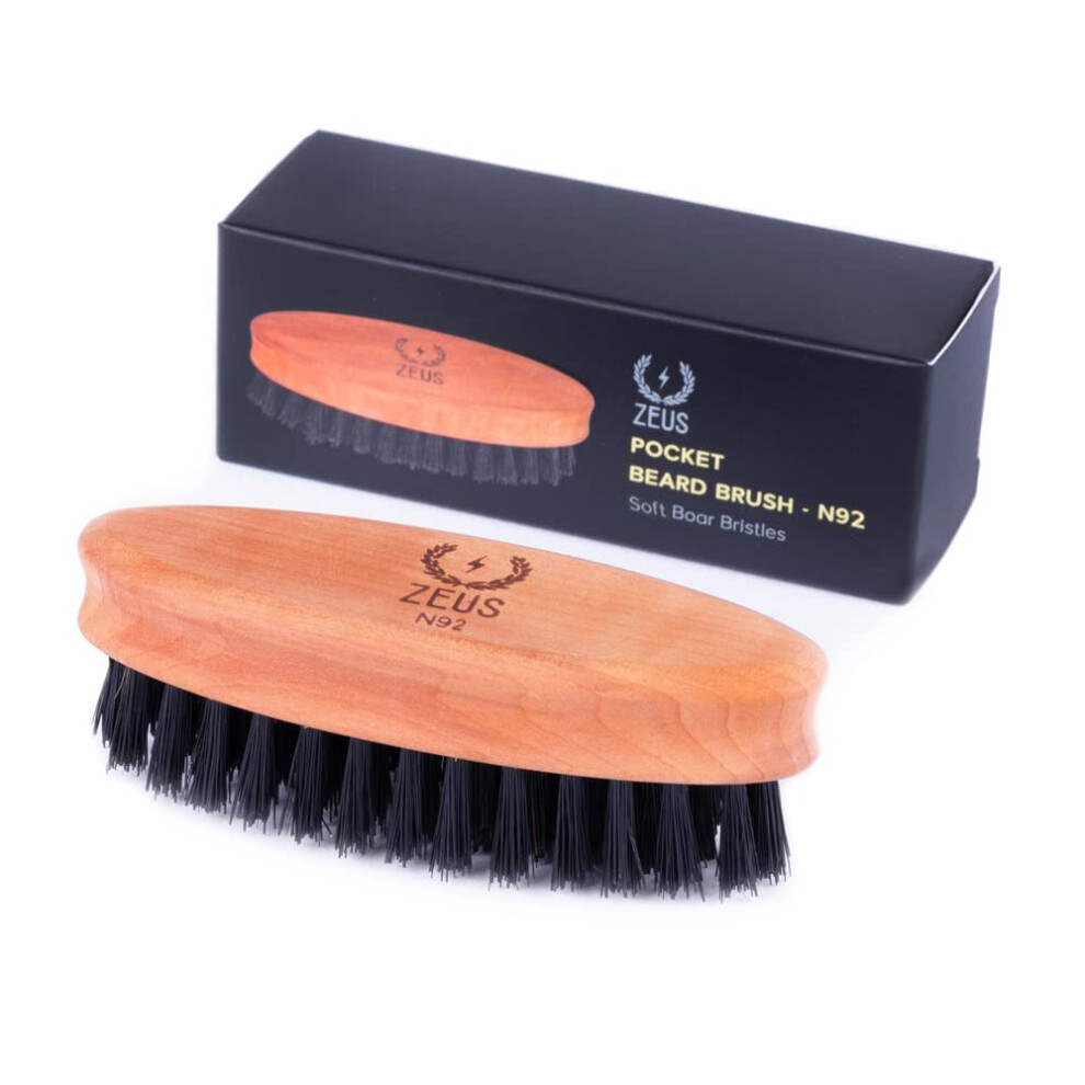 Zeus Pocket Beard Mustache Brush For Men Travel Size Beard Brush Soft Boar Bristles Made In Germany N92
