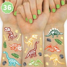 xo, Fetti Dinosaur Tattoos für Kinder - 36 Stile | Dino Fossil Partybedarf, T-Rex Geschenke, Stegosaurus Deko