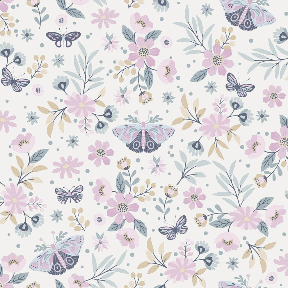 Yã¶L Yöl Sweet Meadow Wallpaper Flowers Butterflies Girls Bedroom Feature Wall Pink