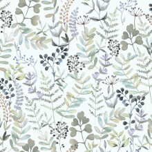 Botanique Mint Green Wallpaper Floral Leaves Naturistic Botanical