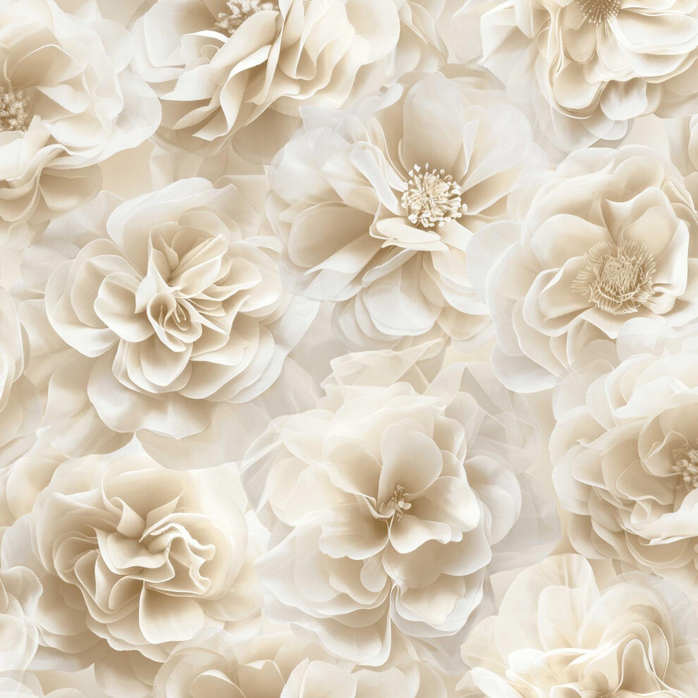 Debona Bloom Natural Wallpaper Floral Rose Glamorous Stylish Feature Wall