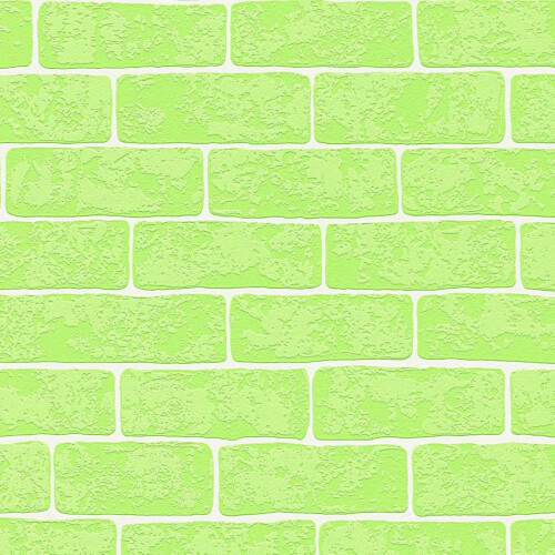 AS Creation AS Creation Neon Green Brick Wall Wallpaper Textured Blown Vinyl Paste The Wall