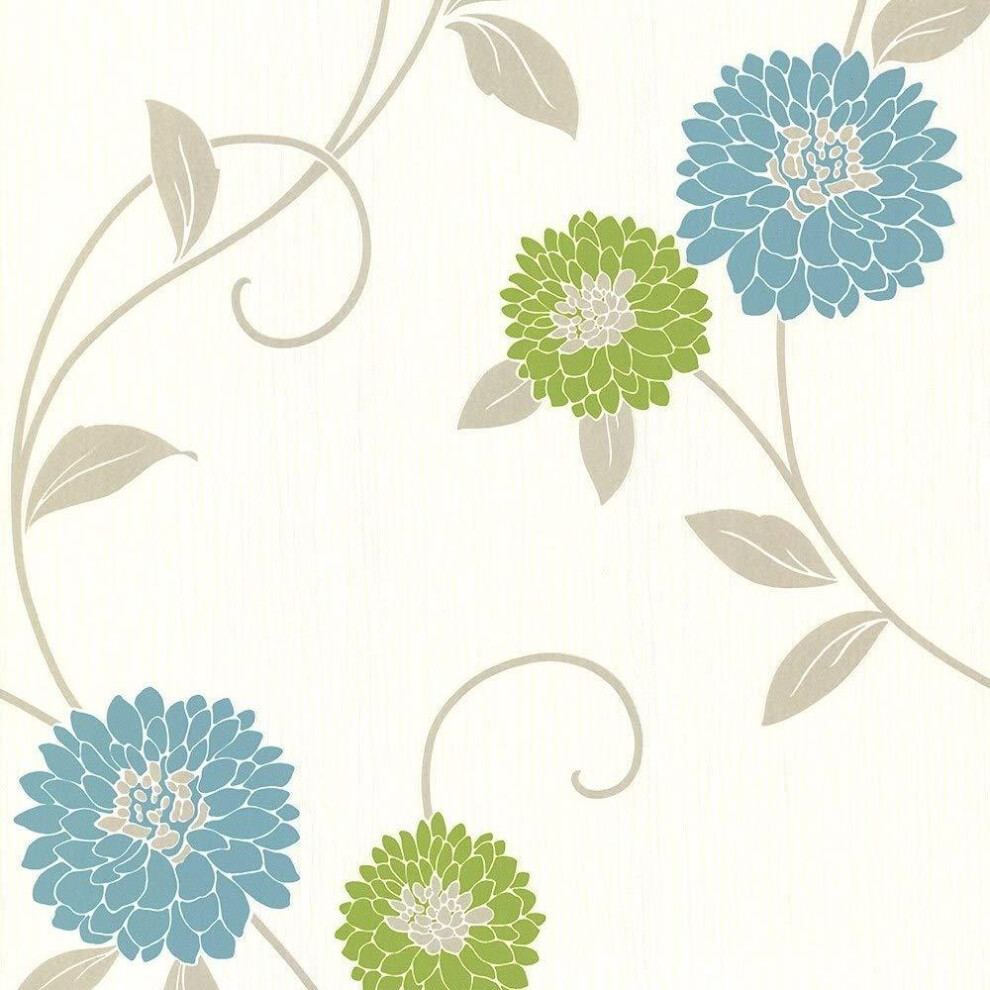 Arthouse Zara Teal Green Floral Motif Wallpaper Heavyweight Textured Vinyl