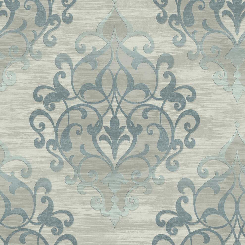 Designer Wallpapers Glitter Damask Navy Classic Traditional Acrylic Coated 631748369557