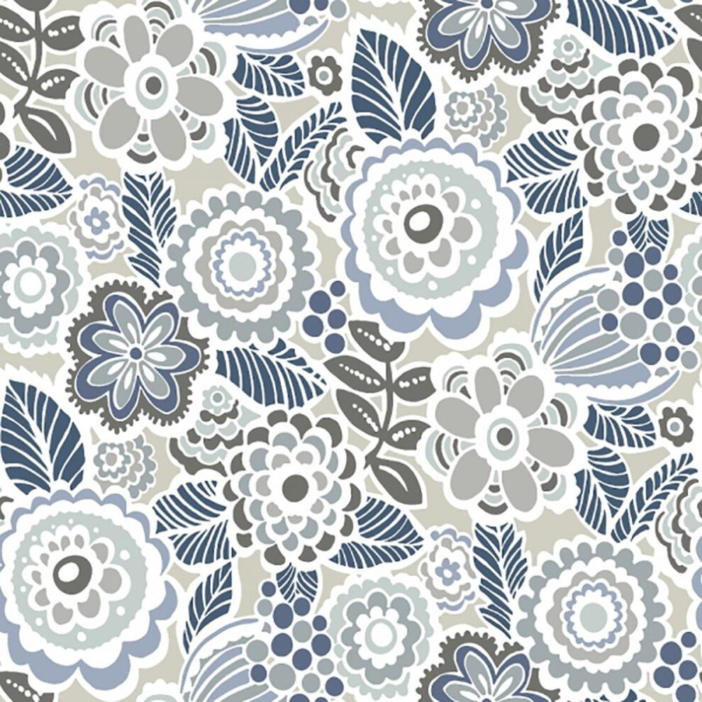 A Street Prints Floral Leaf Grey Blue Wallpaper Flowers Stylish Paste The Wall