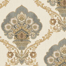 Wallquest Chatsworth Damask Gold Wallpaper Classic Acrylic Coated