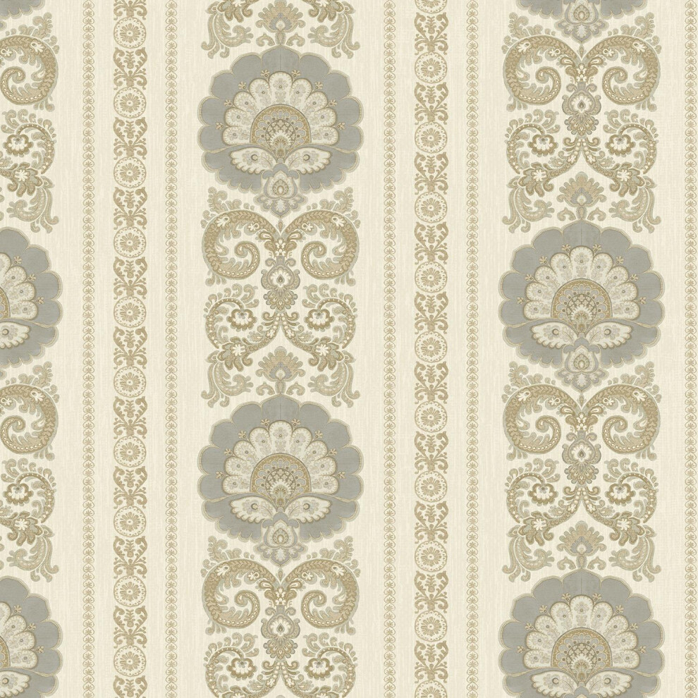 Wallquest Vintage Damask Grey Wallpaper Classic Traditional 631748488074