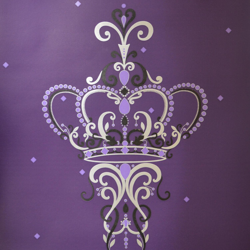 Crown Royal Crown Violet Wallpaper Floral Metallic Effect Stylish Feature Wall