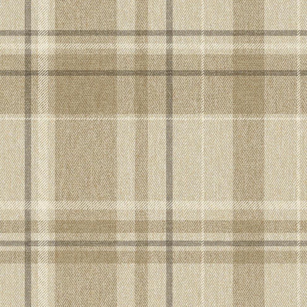 Crown Harris Tweed Herringbone Check Natural Wallpaper Luxury Fabric Effect