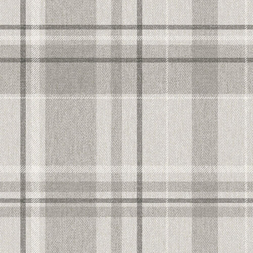 Crown Crown Harris Tweed Herringbone Check Soft Grey Wallpaper Luxury