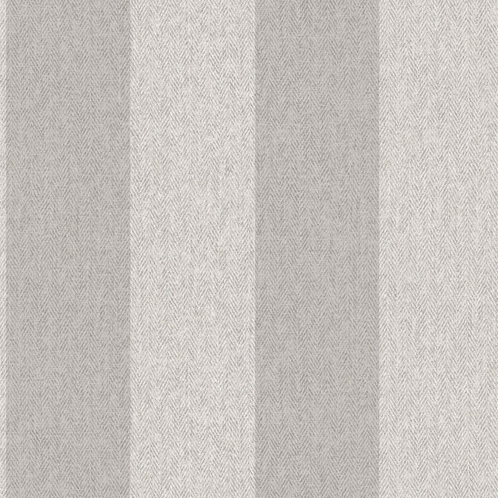 Crown Harris Tweed Herringbone Stripe Soft Grey Wallpaper Luxury Fabric Effect