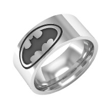 Batman Logo Ring - Stainless Steel Men's 8mm Ring With Batman Logo Design