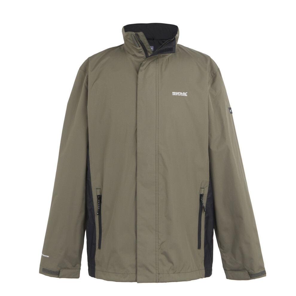 (M, Crocodile/Black) Regatta Great Outdoors Mens Outdoor Classic Matt Hooded Waterproof Jacket