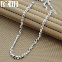 (55cm) 925 Sterling Silver 5mm Round Box Chain Necklace For Woman Men