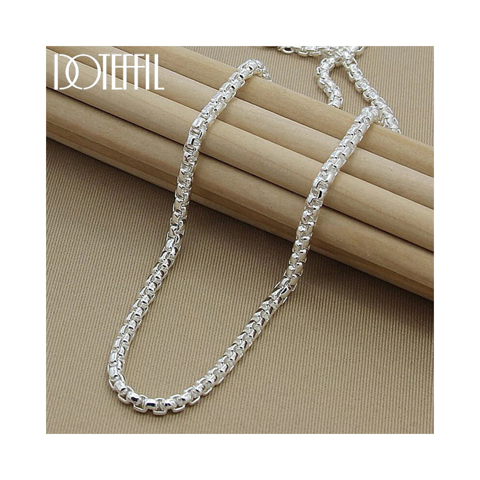 (60cm) 925 Sterling Silver 5mm Round Box Chain Necklace For Woman Men