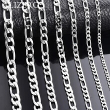(70cm 28inches, Width 6mm) 925 Sterling Silver Necklace Long Chain Lobster Clasp for Men Women