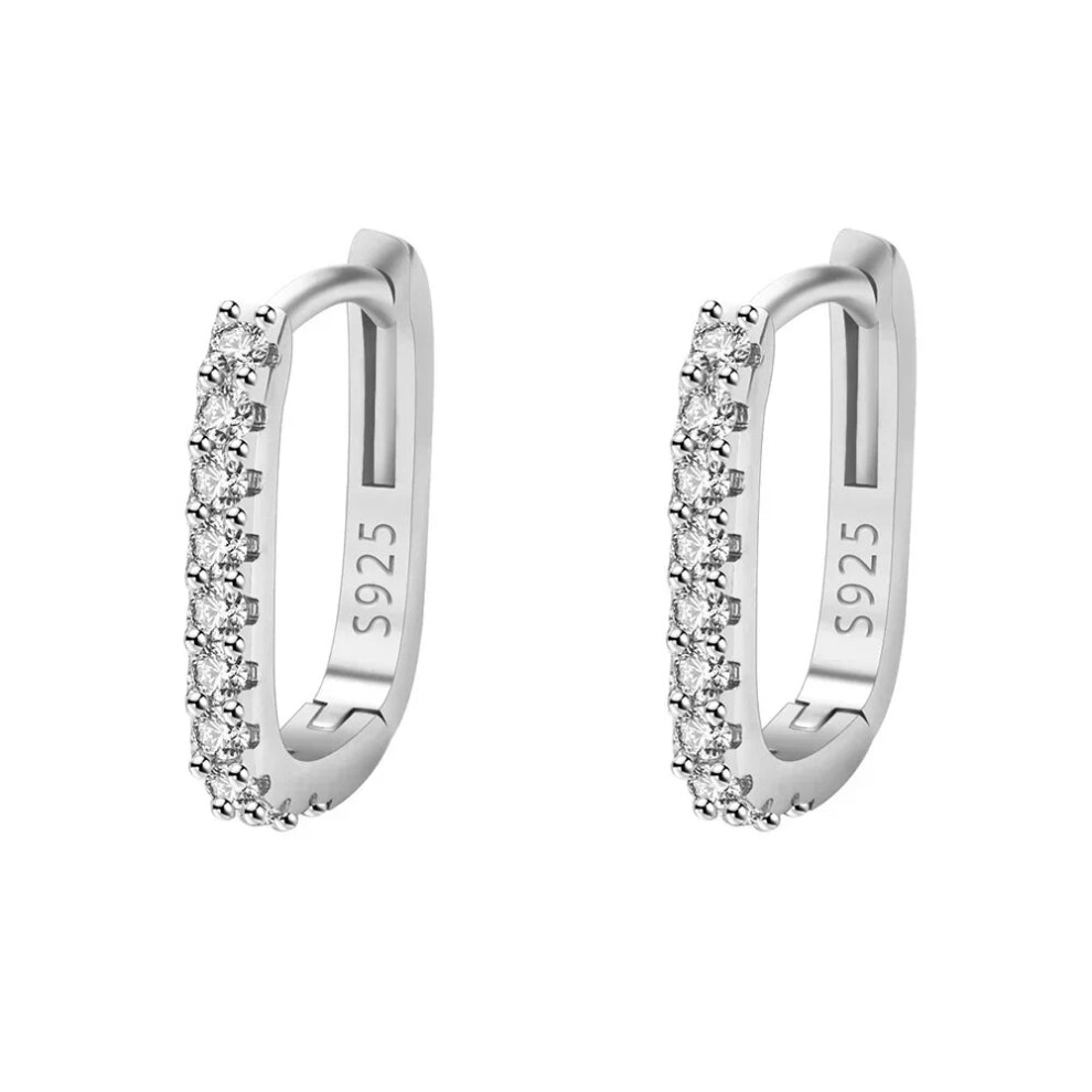 (Silver) High Quality 925 Sterling Silver Crystal Fashion Circle Hoop Woman Earrings-image-OPC-PFRHTDT-NEW
