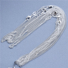 (Flat Curb Chain, 30 inch (75cm)) 1pcs 925 Sterling Silver Rolo Bead Figaro Chain Necklace for Men Women