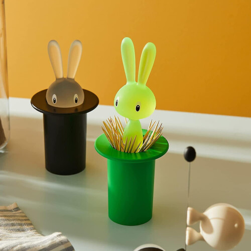 Magic Bunny  - Design Toothpick Holder In Thermoplastic Resin, Black 1