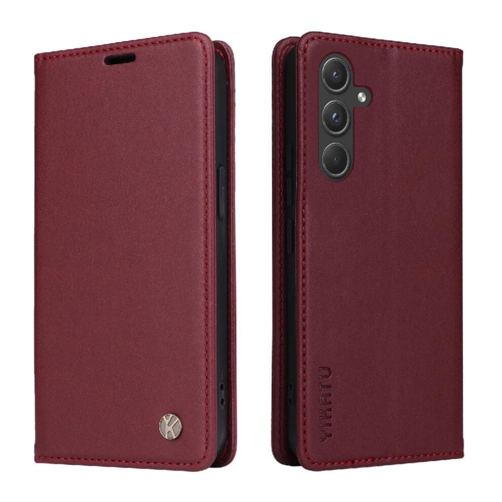 Photos - Case  Flip  for Samsung Galaxy A55 5g with Card Slots Strong Magnetic Attraction and Stand Functionality Faux Leather an(Red)