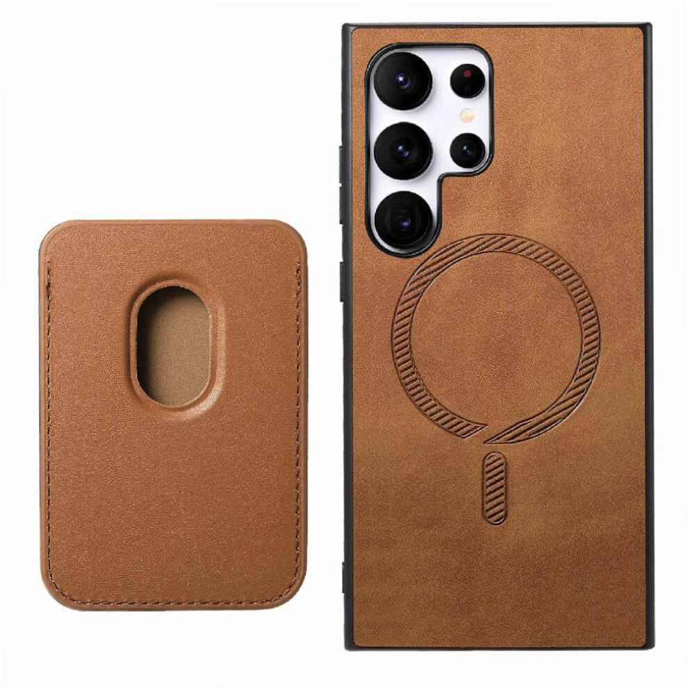 (Brown) Case For Samsung Galaxy S24 Ultra Detachable Cardholder Cardholder Strong Magnetic Attraction Brown 764549244430