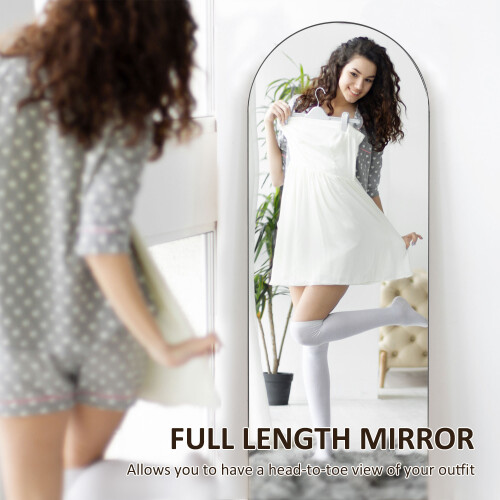 Homcom HOMCOM Floor Mirror Wall Mount Leaning Standing Mirror 50 x 150cm Black 2