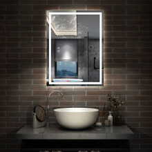 (800*600mm) LED Mirror with Bluetooth, Shaver Socket, Anti-fog
