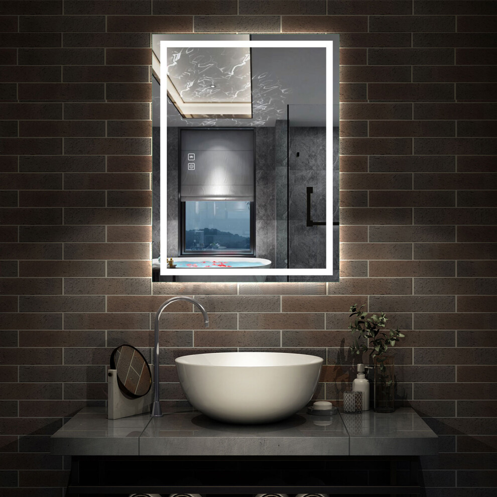 (800*600mm) LED Mirror with Bluetooth, Shaver Socket, Anti-fog