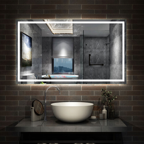 (1100*700mm) LED Mirror with Bluetooth, Shaver Socket, Anti-fog