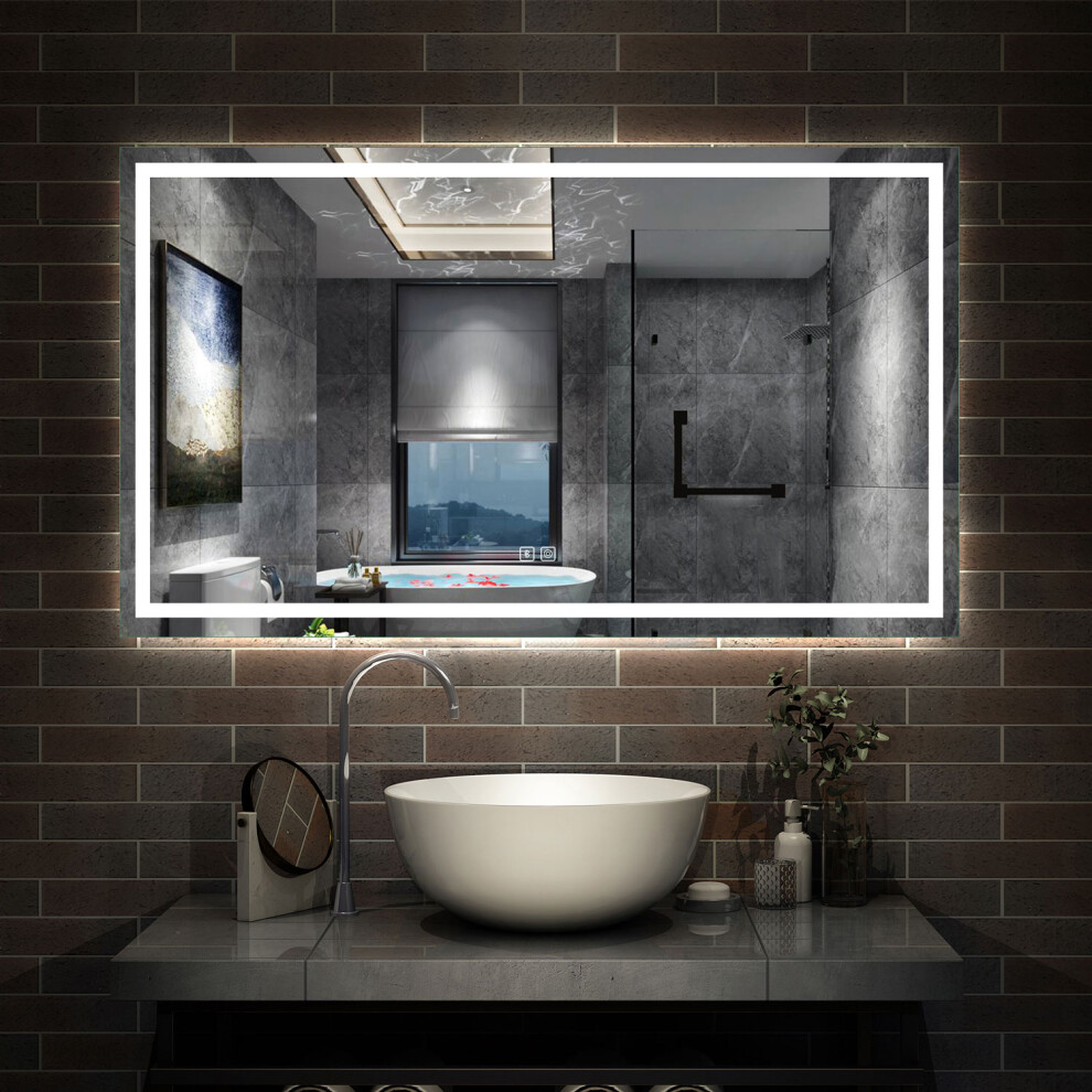 Simple Bathrooms (1100*700Mm) Led Mirror With Bluetooth, Shaver Socket, Anti-Fog