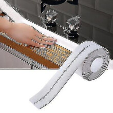 (White, 3.8cm x 320cm) Waterproof Sealing Tape Diy Self Adhesive Mildew-proof Sealant Tape Wallpaper Kitchen Floor Pvc