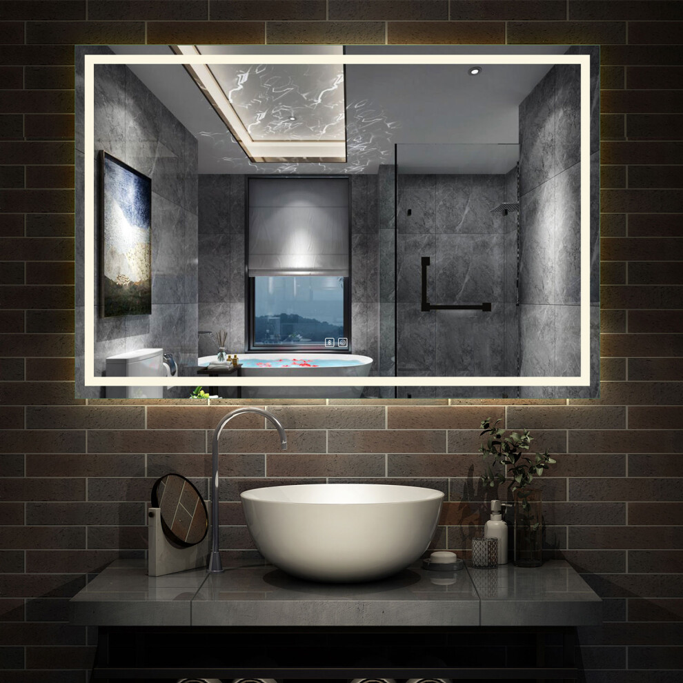 (1600*800mm) LED Mirror with Bluetooth, Shaver Socket, Anti-fog